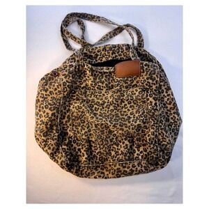 Leopard Print Denim Shoulder Tote Bag Y2K Animal Print Boho Purse